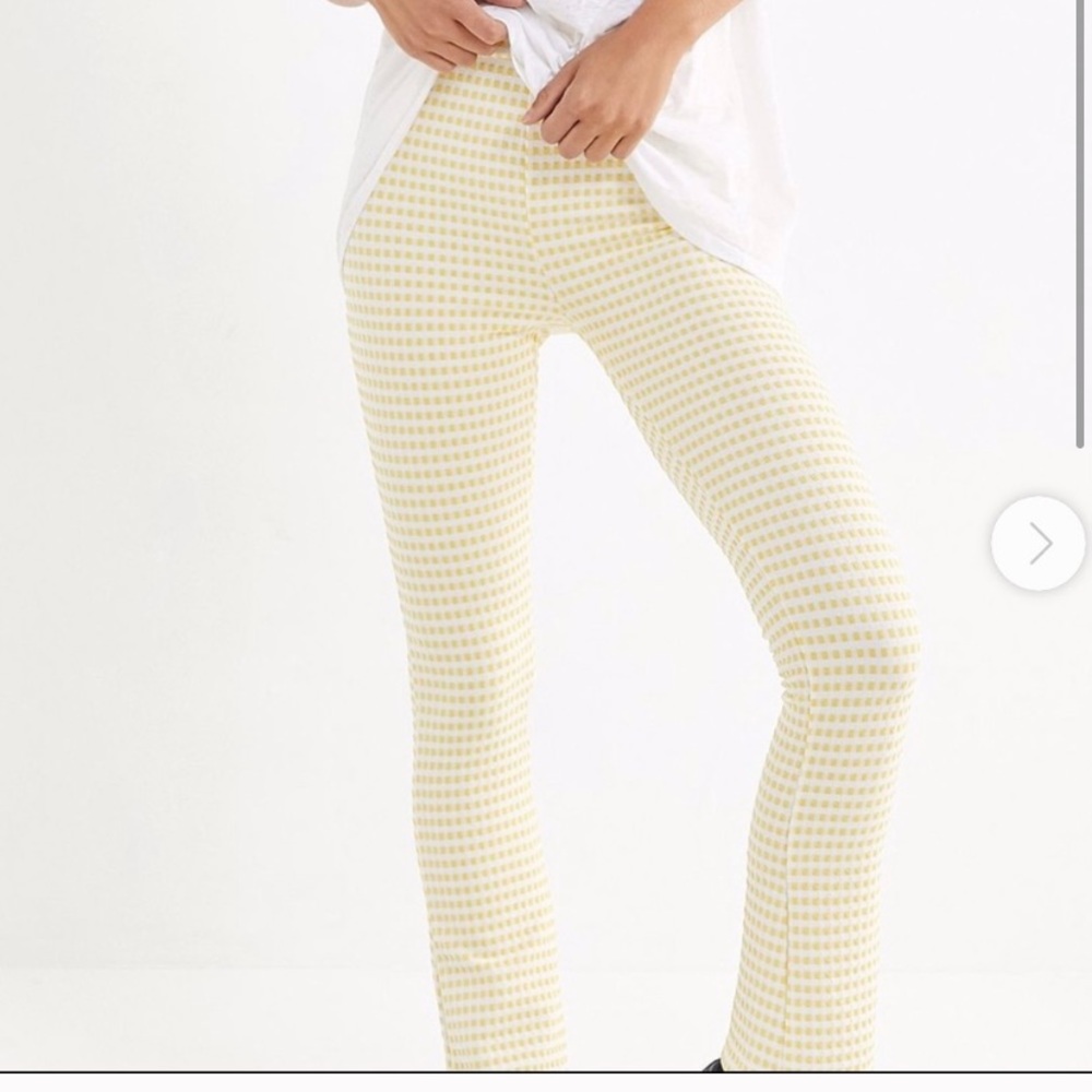 Yellow Urban Outfitters Flare Checkered Pants